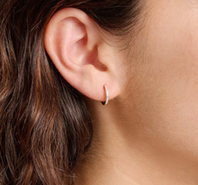 Load image into Gallery viewer, Monte Luna Sterling Silver Rhodium or Gold Plated Lab-Created Diamond Huggie Hoop Earrings
