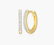 Load image into Gallery viewer, Monte Luna Sterling Silver Rhodium or Gold Plated Lab-Created Diamond Huggie Hoop Earrings

