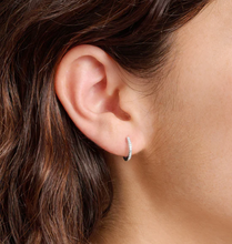 Load image into Gallery viewer, Monte Luna Sterling Silver Rhodium or Gold Plated Lab-Created Diamond Huggie Hoop Earrings
