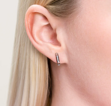 Load image into Gallery viewer, Monte Luna Sterling Silver Rhodium or Gold Plated Lab-Created Diamond Paperclip Stud Earrings
