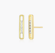 Load image into Gallery viewer, Monte Luna Sterling Silver Rhodium or Gold Plated Lab-Created Diamond Paperclip Stud Earrings

