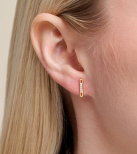 Load image into Gallery viewer, Monte Luna Sterling Silver Rhodium or Gold Plated Lab-Created Diamond Paperclip Stud Earrings
