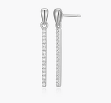 Load image into Gallery viewer, Monte Luna Sterling Silver Rhodium or Gold Plated Lab-Created Diamond Bar Drop Earrings
