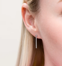 Load image into Gallery viewer, Monte Luna Sterling Silver Rhodium or Gold Plated Lab-Created Diamond Bar Drop Earrings
