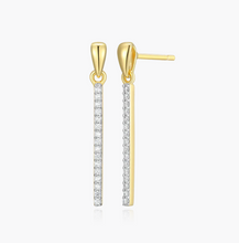 Load image into Gallery viewer, Monte Luna Sterling Silver Rhodium or Gold Plated Lab-Created Diamond Bar Drop Earrings
