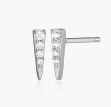 Load image into Gallery viewer, Sterling Silver Rhodium or Gold Plated Lab-Created Diamond Dagger Stud Earrings
