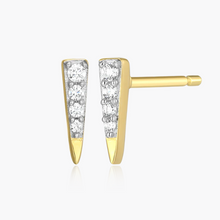 Load image into Gallery viewer, Sterling Silver Rhodium or Gold Plated Lab-Created Diamond Dagger Stud Earrings
