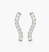 Load image into Gallery viewer, Monte Luna Sterling Silver Rhodium or Gold Plated Lab-Created Diamond Wavy Bar Stud Earrings
