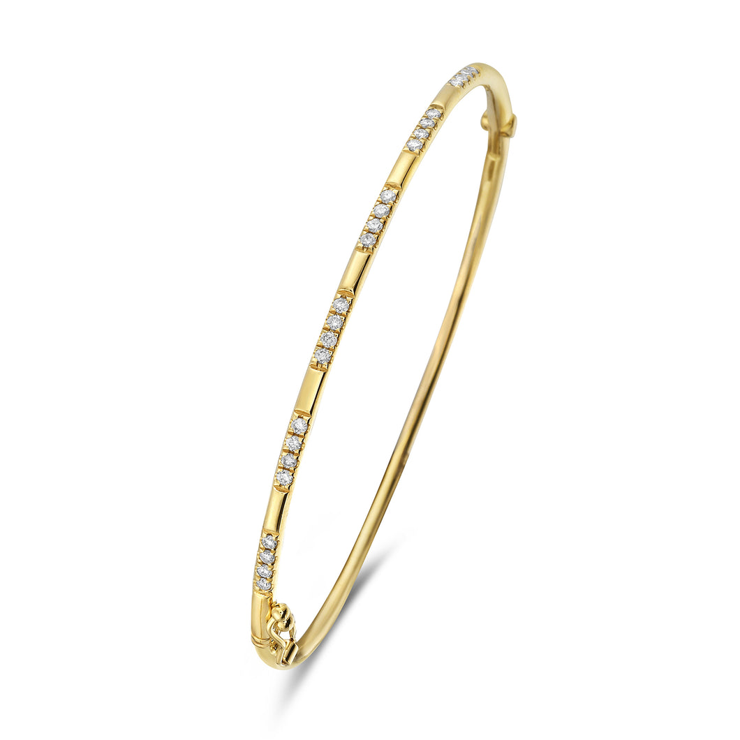 14k Yellow Gold Diamond Segment Bangle Bracelet (I7622)