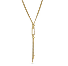 Load image into Gallery viewer, Kelly Waters Lanyard Simulated Diamond Single Paperclip Link Necklace
