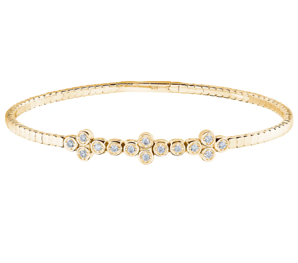 Kelly Waters Clustered Bezel Simulated Diamond Flex Bracelet