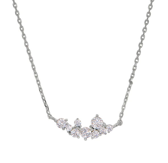 Kelly Waters Sterling Silver Scattered Simulated Diamond Necklace (SI8036)
