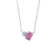 Load image into Gallery viewer, Kelly Waters Sterling Silver Emerald Cut Simulated Gemstone &amp; Simulated Diamond Necklace
