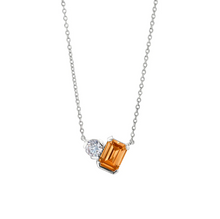 Load image into Gallery viewer, Kelly Waters Sterling Silver Emerald Cut Simulated Gemstone &amp; Simulated Diamond Necklace
