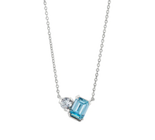 Load image into Gallery viewer, Kelly Waters Sterling Silver Emerald Cut Simulated Gemstone &amp; Simulated Diamond Necklace
