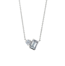 Load image into Gallery viewer, Kelly Waters Sterling Silver Emerald Cut Simulated Gemstone &amp; Simulated Diamond Necklace
