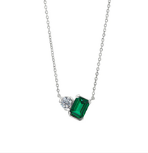 Load image into Gallery viewer, Kelly Waters Sterling Silver Emerald Cut Simulated Gemstone &amp; Simulated Diamond Necklace
