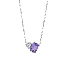 Load image into Gallery viewer, Kelly Waters Sterling Silver Emerald Cut Simulated Gemstone &amp; Simulated Diamond Necklace
