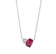 Load image into Gallery viewer, Kelly Waters Sterling Silver Emerald Cut Simulated Gemstone &amp; Simulated Diamond Necklace
