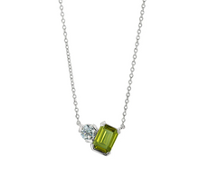 Load image into Gallery viewer, Kelly Waters Sterling Silver Emerald Cut Simulated Gemstone &amp; Simulated Diamond Necklace
