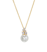Load image into Gallery viewer, Kelly Waters Scattered Simulated Diamonds &amp; Pearl Drop Necklace
