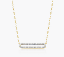 Load image into Gallery viewer, Sterling Silver Rhodium or Gold Plated Lab-Created Diamond Paperclip Necklace
