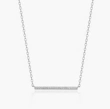 Load image into Gallery viewer, Sterling Silver Rhodium or Gold Plated Lab-Created Diamond Bar Necklace
