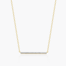 Load image into Gallery viewer, Sterling Silver Rhodium or Gold Plated Lab-Created Diamond Bar Necklace
