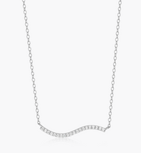 Load image into Gallery viewer, Monte Luna Sterling Silver Rhodium or Gold Plated Lab-Created Diamond Wavy Bar Necklace
