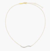 Load image into Gallery viewer, Monte Luna Sterling Silver Rhodium or Gold Plated Lab-Created Diamond Wavy Bar Necklace
