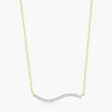 Load image into Gallery viewer, Monte Luna Sterling Silver Rhodium or Gold Plated Lab-Created Diamond Wavy Bar Necklace

