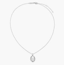 Load image into Gallery viewer, Monte Luna Sterling Silver Rhodium or Gold Plated Lab-Created Scattered Diamond High Polish Medallion Necklace (SI8330)
