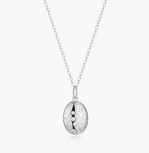 Load image into Gallery viewer, Monte Luna Sterling Silver Rhodium or Gold Plated Lab-Created Scattered Diamond High Polish Medallion Necklace (SI8330)
