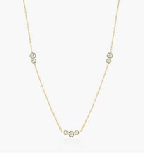 Load image into Gallery viewer, Sterling Silver Rhodium or Gold Plated Trio Bezel Set Lab-Created Diamond Station Bolo Necklace
