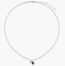Load image into Gallery viewer, Monte Luna Rhodium Plated Sterling Silver Lab-Created Amethyst &amp; Diamond Mini Paperclip Chain (SI9545)
