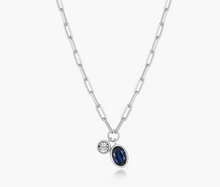 Load image into Gallery viewer, Monte Luna Rhodium Plated Sterling Silver Lab-Created Sapphire &amp; Diamond Mini Paperclip Chain (SI8251)
