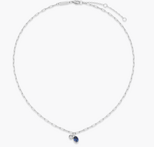 Load image into Gallery viewer, Monte Luna Rhodium Plated Sterling Silver Lab-Created Sapphire &amp; Diamond Mini Paperclip Chain (SI8251)
