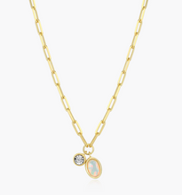 Load image into Gallery viewer, Monte Luna Gold Plated Sterling Silver Lab-Created Opal &amp; Diamond Mini Paperclip Chain (SI9544)
