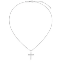 Load image into Gallery viewer, Monte Luna Sterling Silver Rhodium or Gold Plated Lab-Created Diamond Cross Necklace
