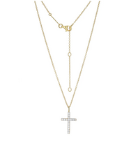 Load image into Gallery viewer, Monte Luna Sterling Silver Rhodium or Gold Plated Lab-Created Diamond Cross Necklace

