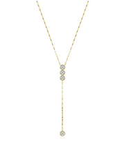 Load image into Gallery viewer, Monte Luna Sterling Silver Gold Plated Lab-Created Diamond Y Necklace (SI9692)
