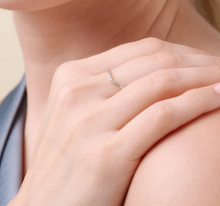 Load image into Gallery viewer, Monte Luna Sterling Silver Rhodium or Gold Plated Lab-Created Diamond Chevron Stacker Ring
