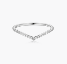 Load image into Gallery viewer, Monte Luna Sterling Silver Rhodium or Gold Plated Lab-Created Diamond Chevron Stacker Ring
