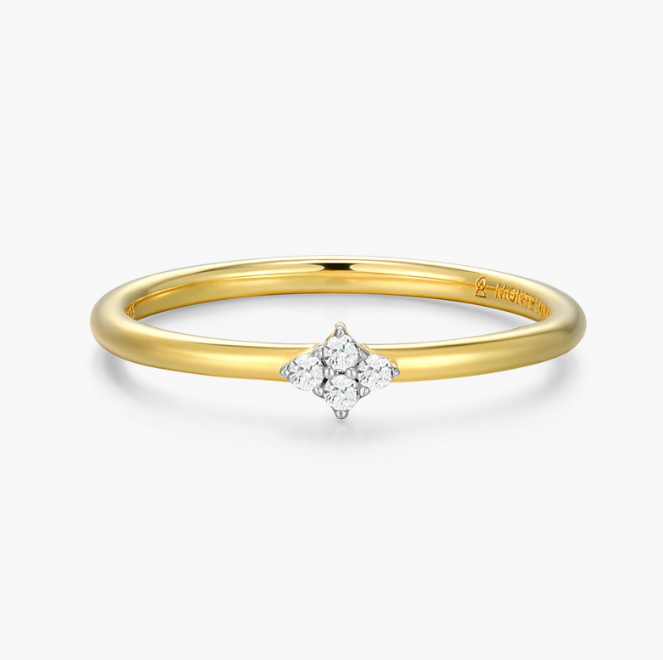 Sterling Silver Rhodium or Gold Plated Lab-Created Diamond Four Cluster Ring