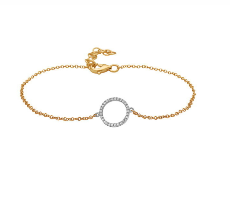 14k Two Tone Pave Diamond Circle Bracelet (I9604)
