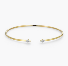 Load image into Gallery viewer, Sterling Silver Rhodium or Gold Plated Four Cluster Lab-Created Diamond Flex Cuff Bracelet
