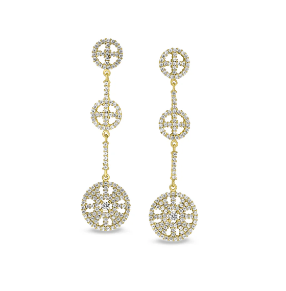 Kelly Waters Gold Vermeil Simulated Diamond Graduating Circle Drop Earrings (SI8033)