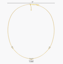 Load image into Gallery viewer, Sterling Silver Rhodium or Gold Plated Trio Bezel Set Lab-Created Diamond Station Bolo Necklace
