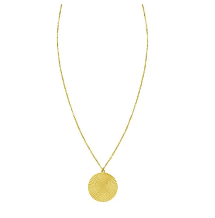 14k Yellow Gold Radiating Disc Necklace (I7530)