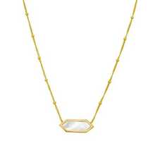 Load image into Gallery viewer, 14k Yellow Gold Hexagon Mother of Pearl Beaded Chain Necklace (I7508)
